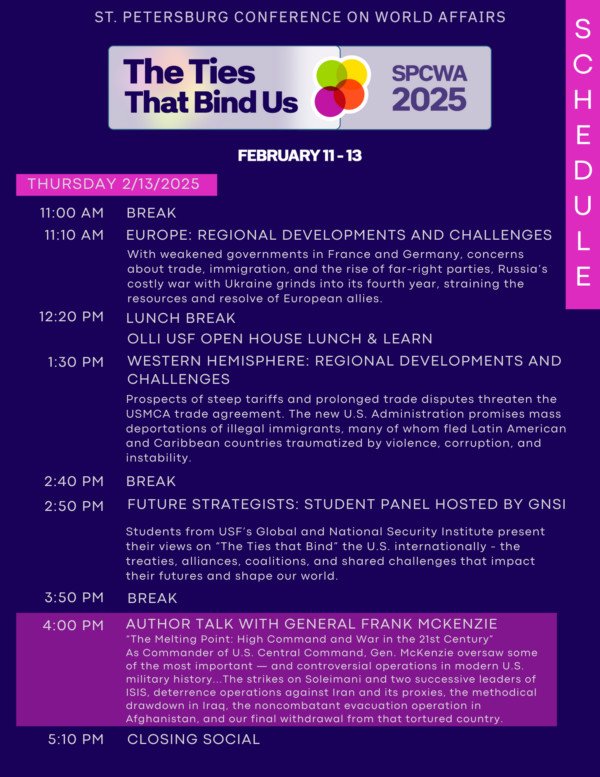2025 St. Petersburg Conference on World Affairs program, February 13